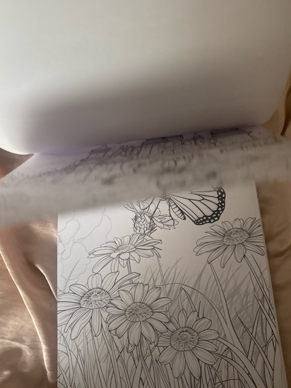 Floral Meadow Coloring Poster - Black & White